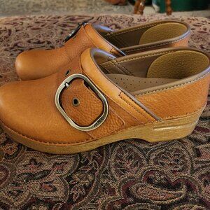 Dansko Pearson leather buckled clogs
